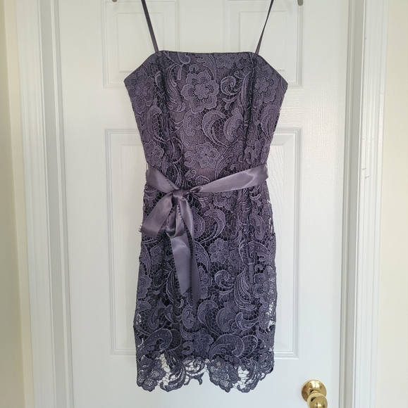 Adrianna Papell size 6 deep grey short lace evening dress - Picture 1 of 9